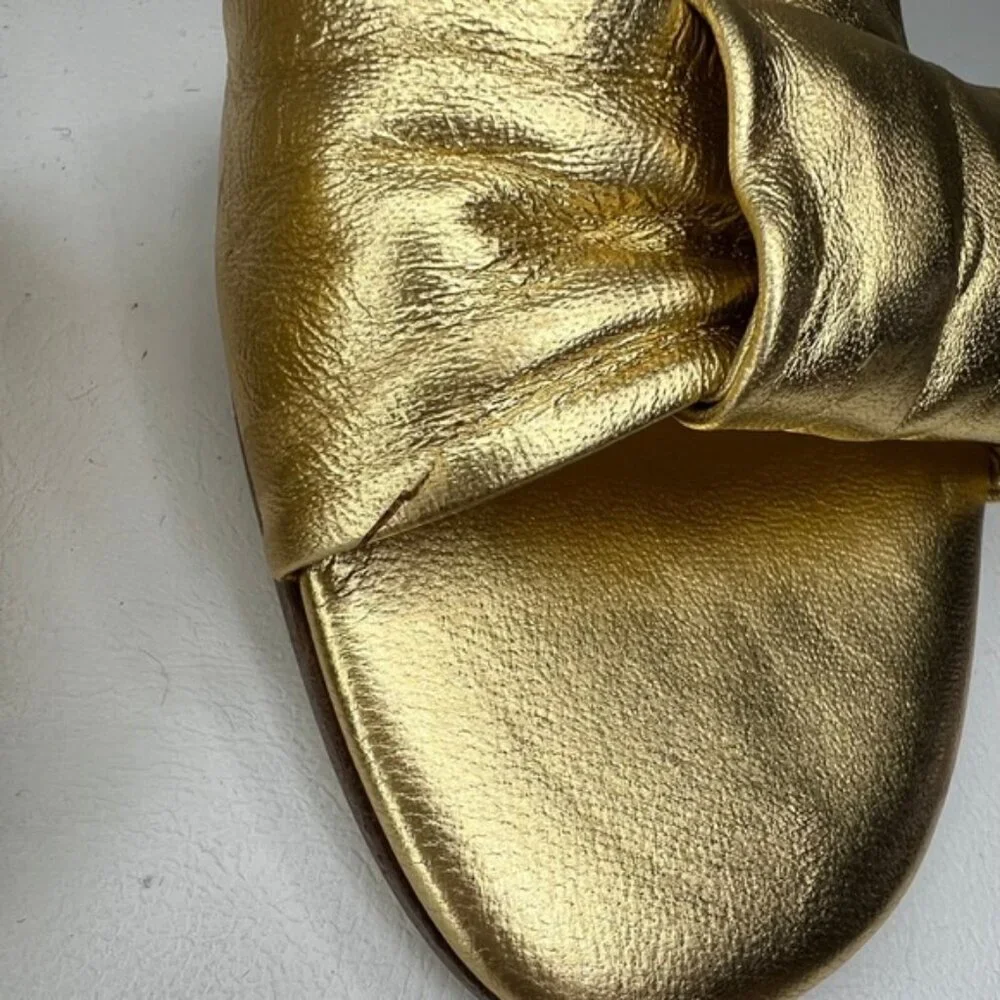 DIANE von FURSTENBERG Made in Italy 🇮🇹 Gold Designer Metallic Heels Size 7M‎